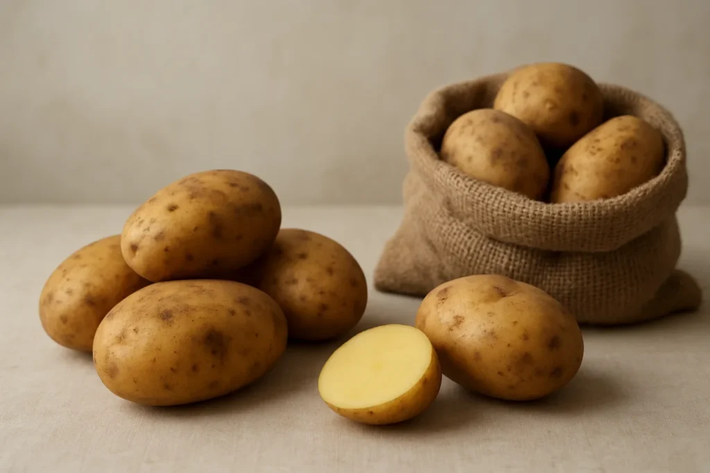 patate, composizione ambientata neutra